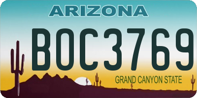 AZ license plate BOC3769
