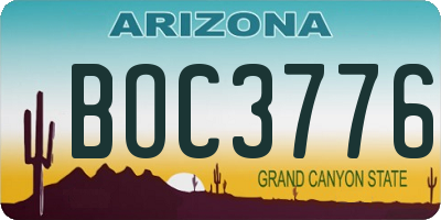 AZ license plate BOC3776