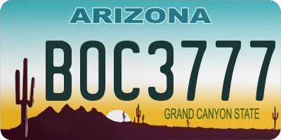 AZ license plate BOC3777