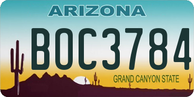 AZ license plate BOC3784