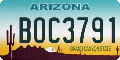 AZ license plate BOC3791