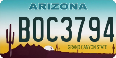 AZ license plate BOC3794