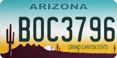 AZ license plate BOC3796