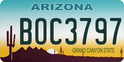 AZ license plate BOC3797