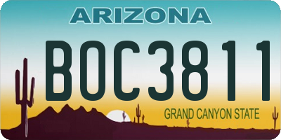 AZ license plate BOC3811