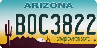 AZ license plate BOC3822