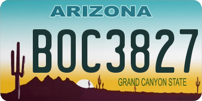 AZ license plate BOC3827