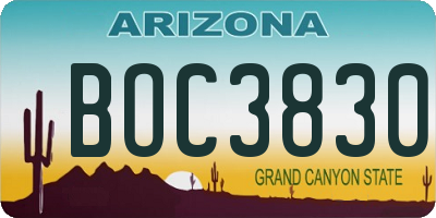 AZ license plate BOC3830