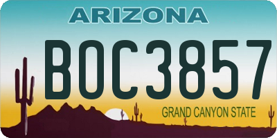AZ license plate BOC3857