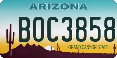 AZ license plate BOC3858