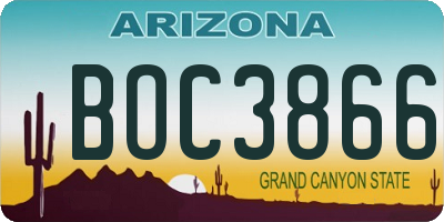 AZ license plate BOC3866