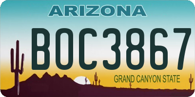 AZ license plate BOC3867