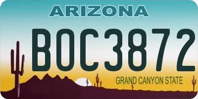 AZ license plate BOC3872