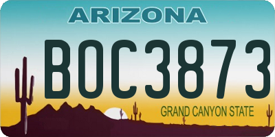AZ license plate BOC3873