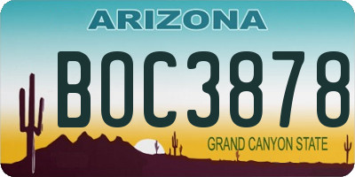 AZ license plate BOC3878