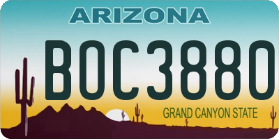 AZ license plate BOC3880