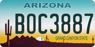 AZ license plate BOC3887