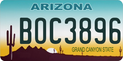 AZ license plate BOC3896