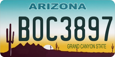 AZ license plate BOC3897