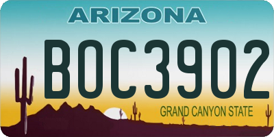 AZ license plate BOC3902