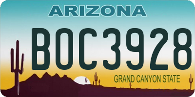 AZ license plate BOC3928