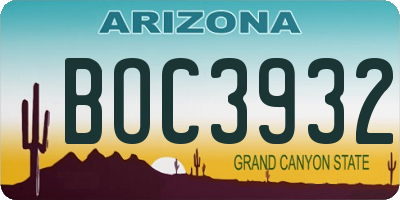 AZ license plate BOC3932