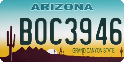 AZ license plate BOC3946