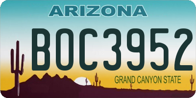 AZ license plate BOC3952