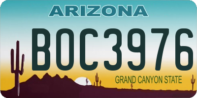 AZ license plate BOC3976