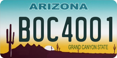 AZ license plate BOC4001