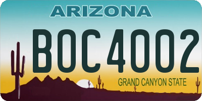 AZ license plate BOC4002