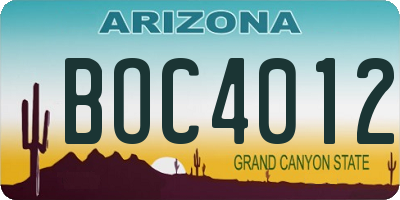 AZ license plate BOC4012