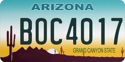 AZ license plate BOC4017