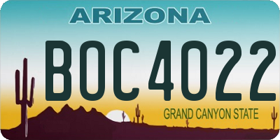 AZ license plate BOC4022