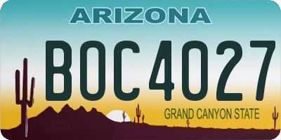 AZ license plate BOC4027