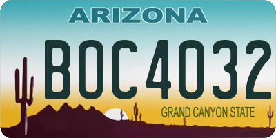 AZ license plate BOC4032