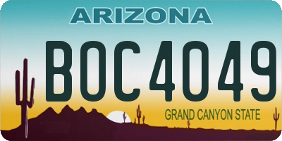 AZ license plate BOC4049
