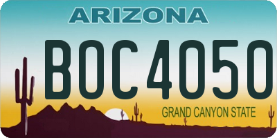 AZ license plate BOC4050