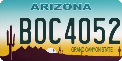 AZ license plate BOC4052