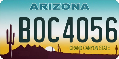 AZ license plate BOC4056