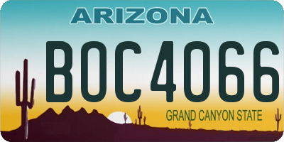 AZ license plate BOC4066