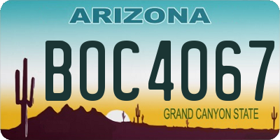AZ license plate BOC4067