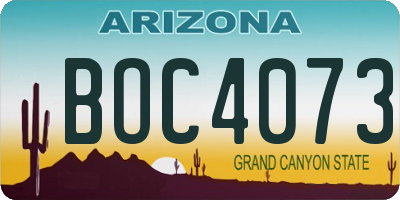 AZ license plate BOC4073