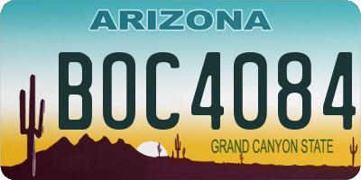AZ license plate BOC4084