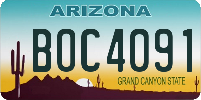 AZ license plate BOC4091