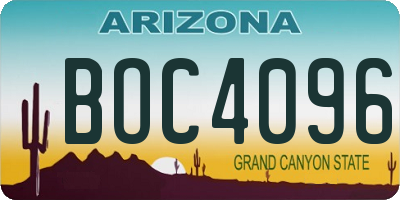 AZ license plate BOC4096
