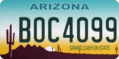 AZ license plate BOC4099