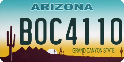 AZ license plate BOC4110