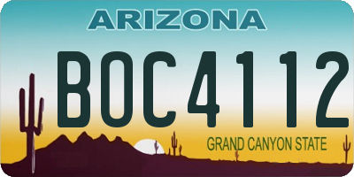 AZ license plate BOC4112