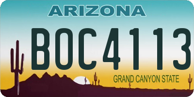 AZ license plate BOC4113
